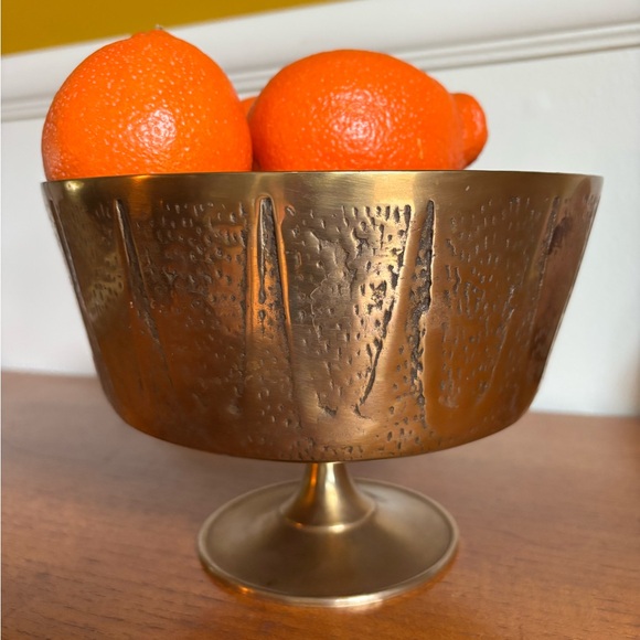 MCM solid brass pedestal fruit bowl made in Korea